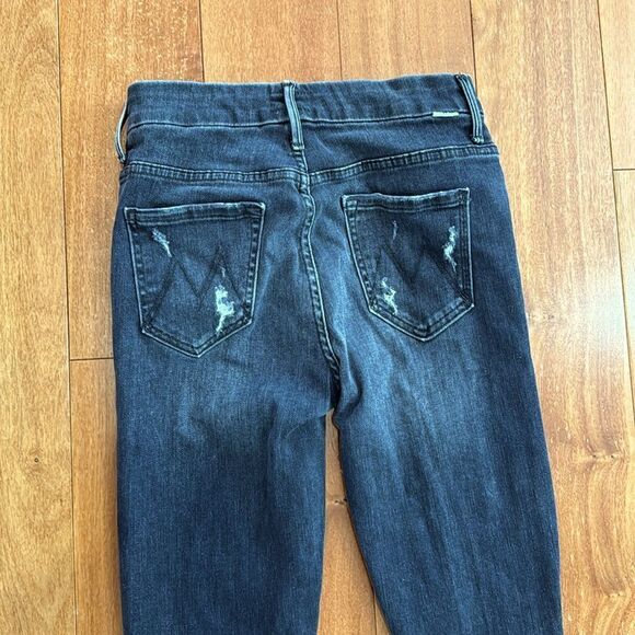Mother High Waisted Looker Ankle Leave The Light On Black Denim size 25 - Picture 8 of 13